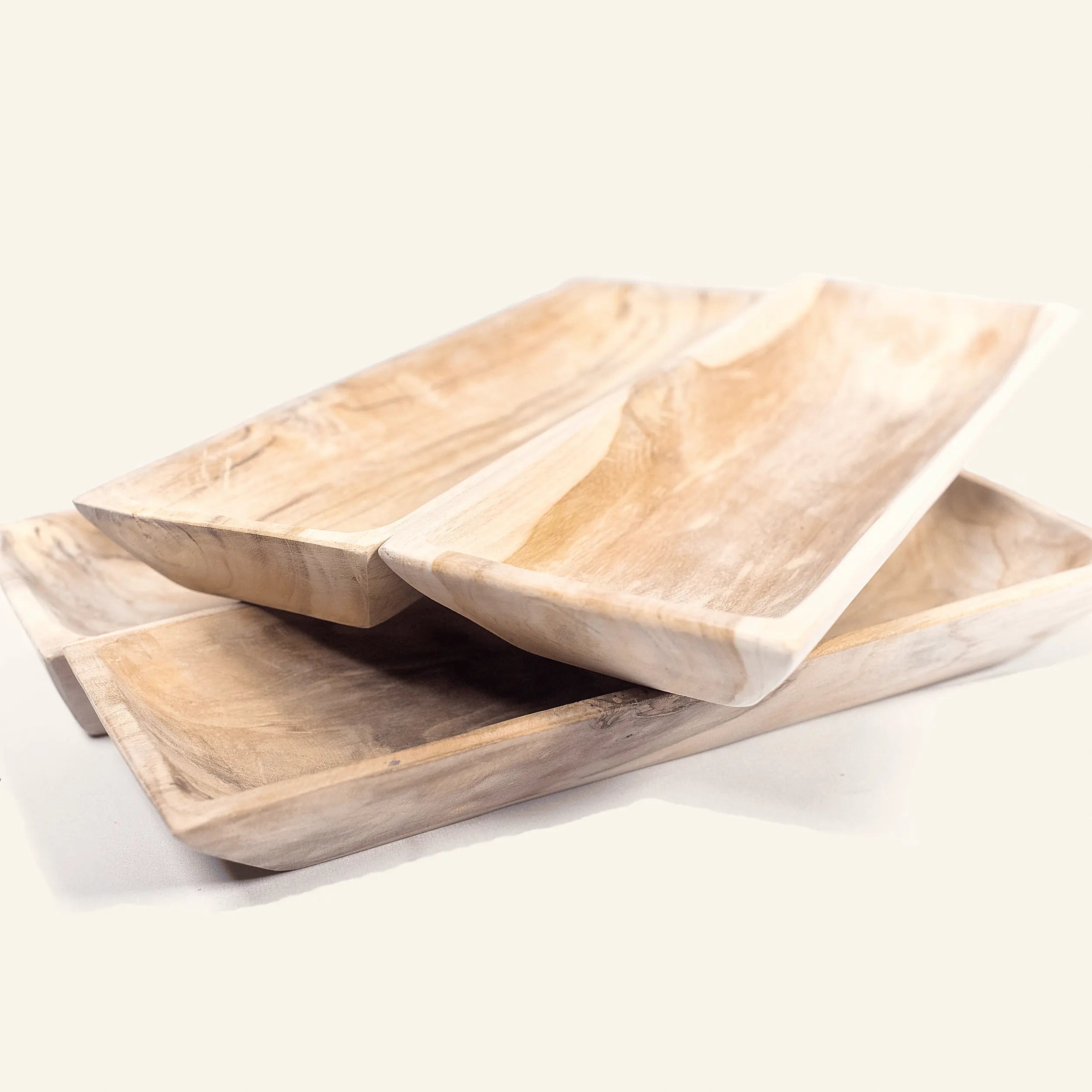 Plateau de service rectangulaire en teck 38 cm - CRUSOË