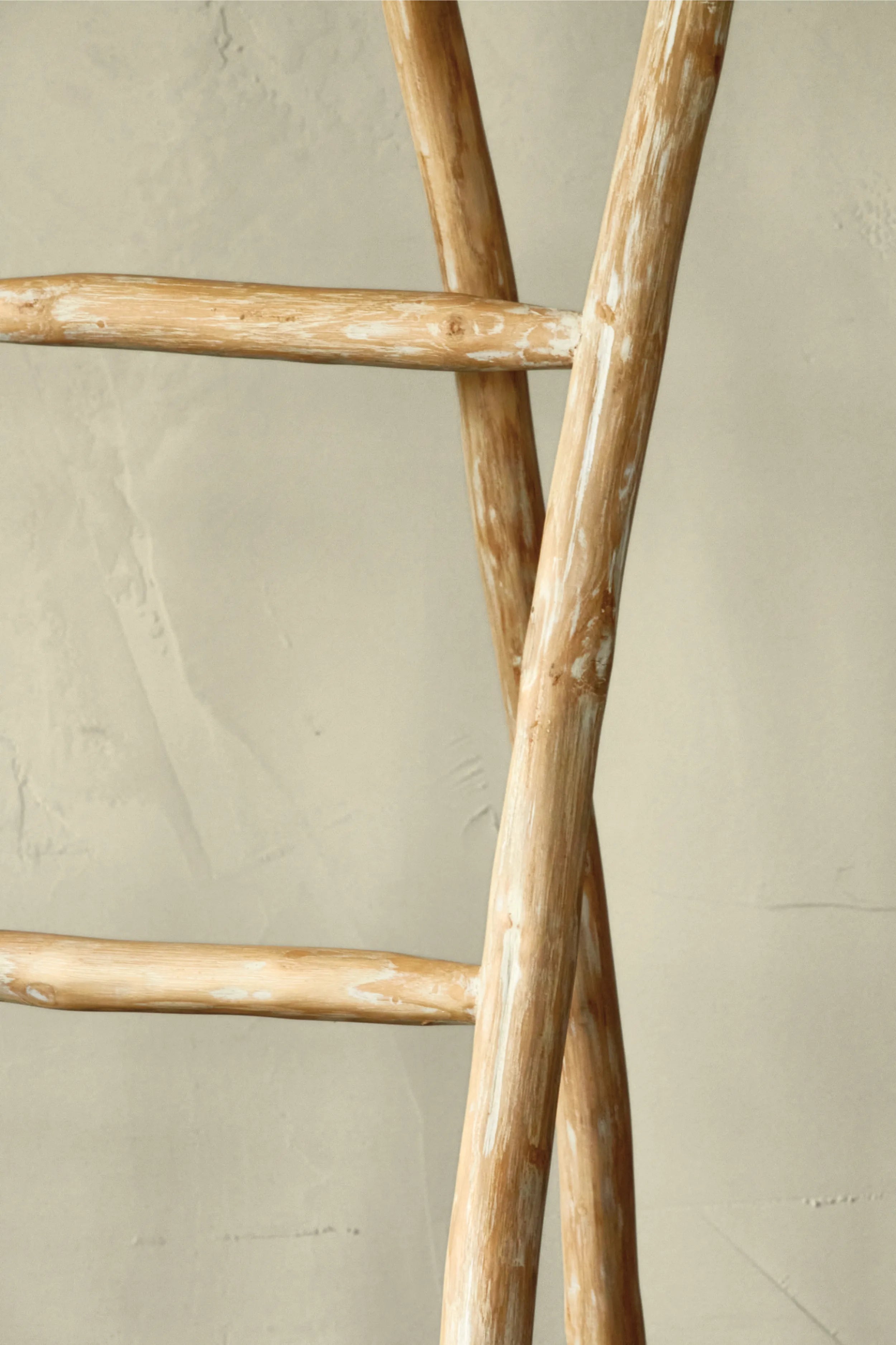 Ladder with 3 teak branch legs