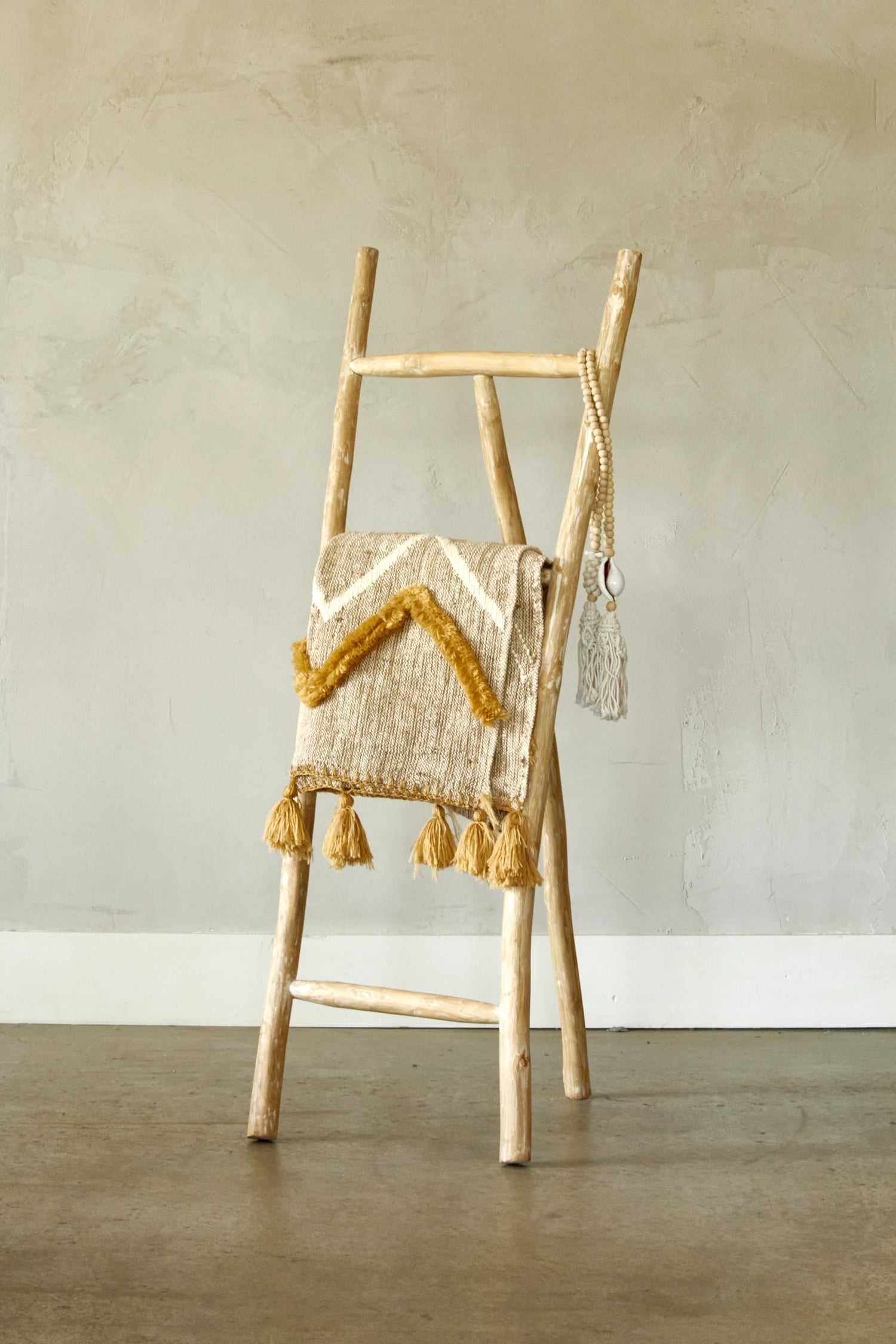 Ladder with 3 teak branch legs