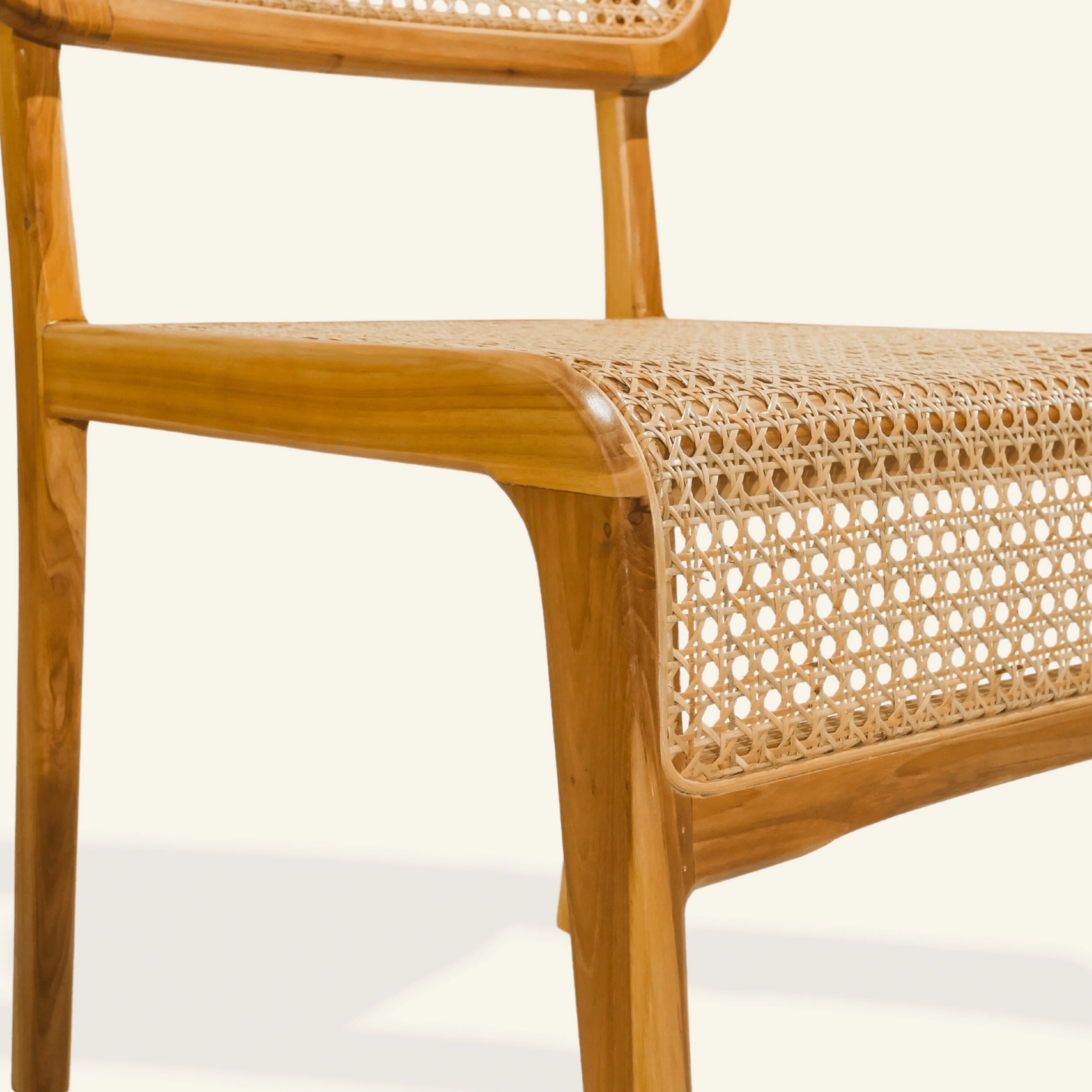 Chaise table dîner en teck et rotin - CRUSOË