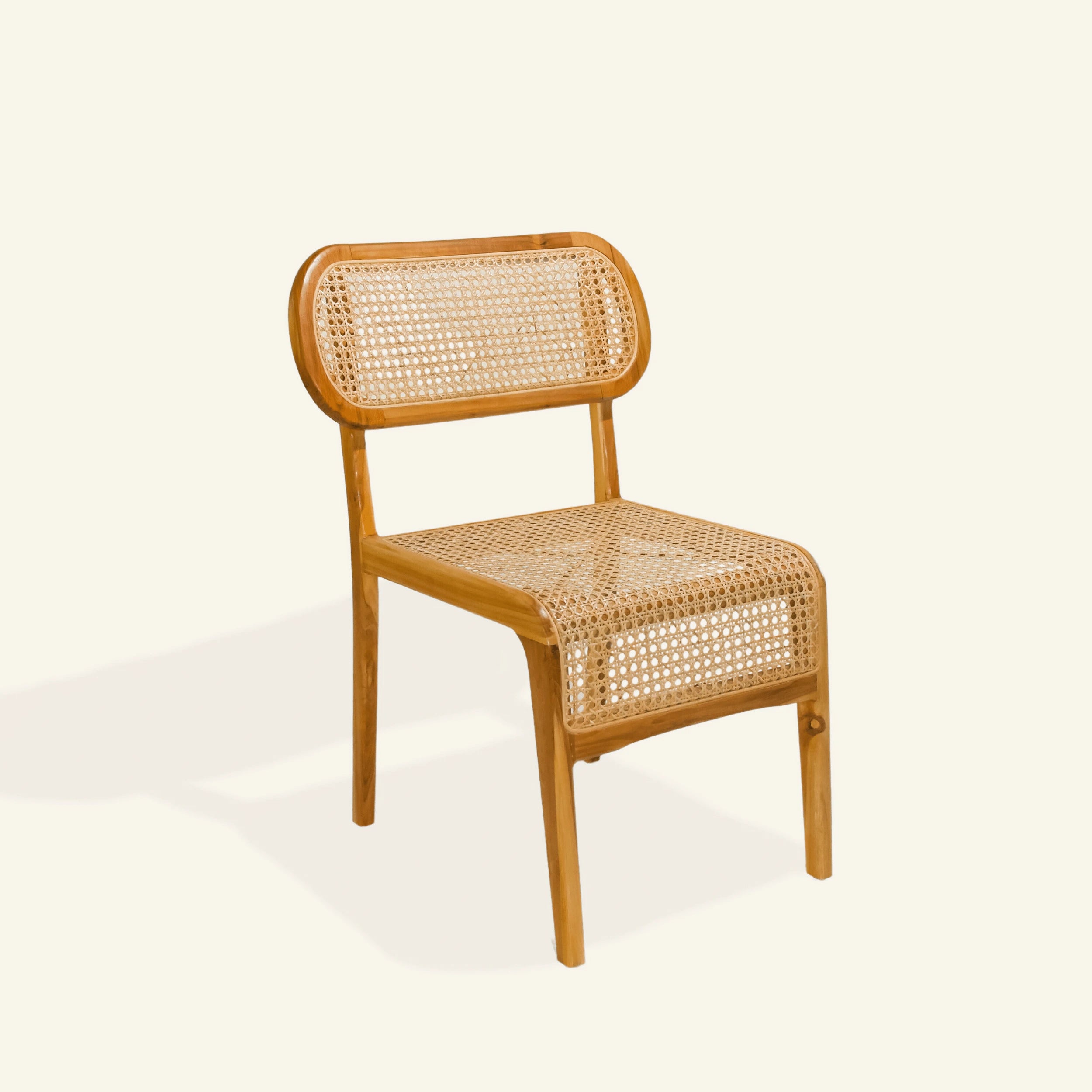 Chaise table dîner en teck et rotin - CRUSOË