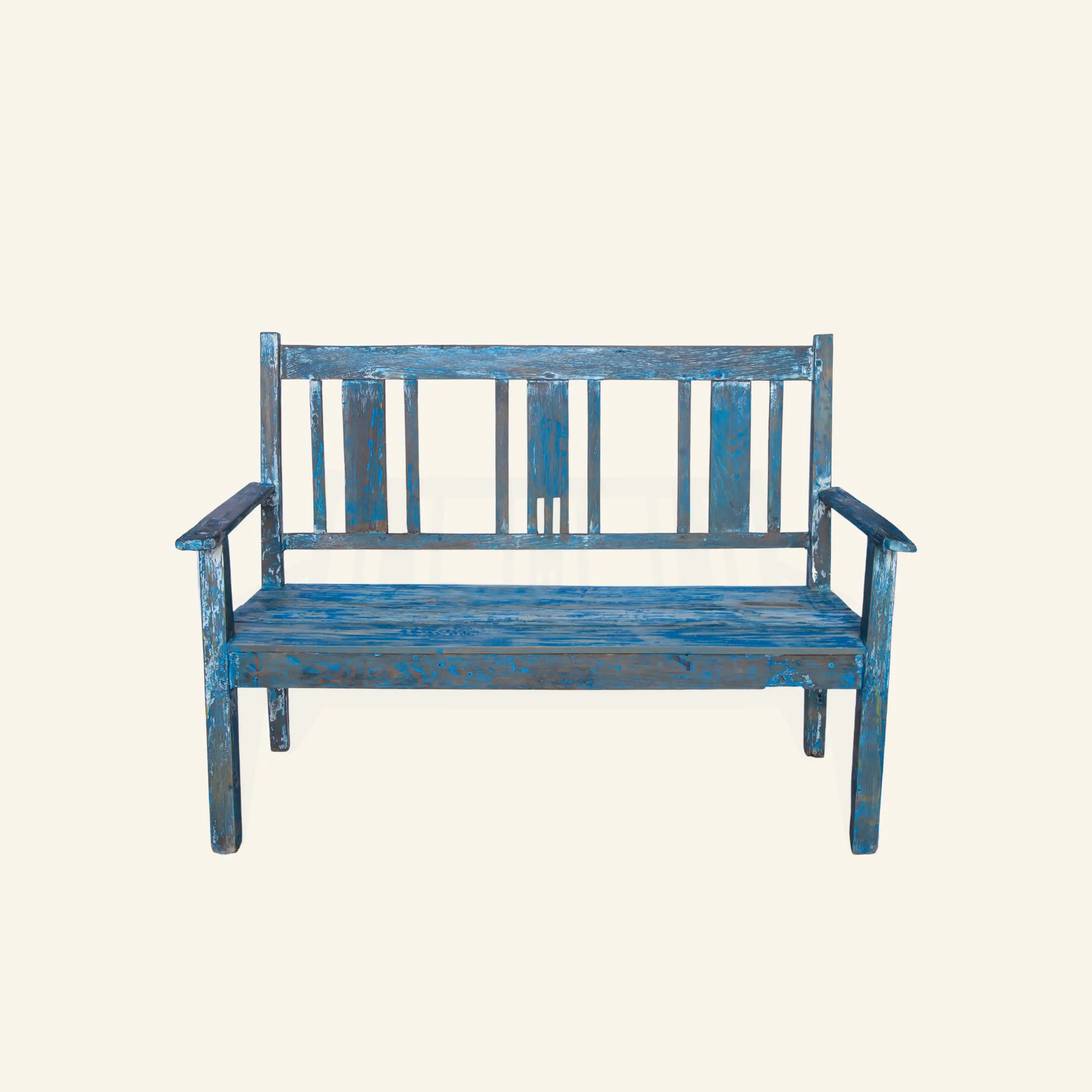 Antique teak bench - blue patina