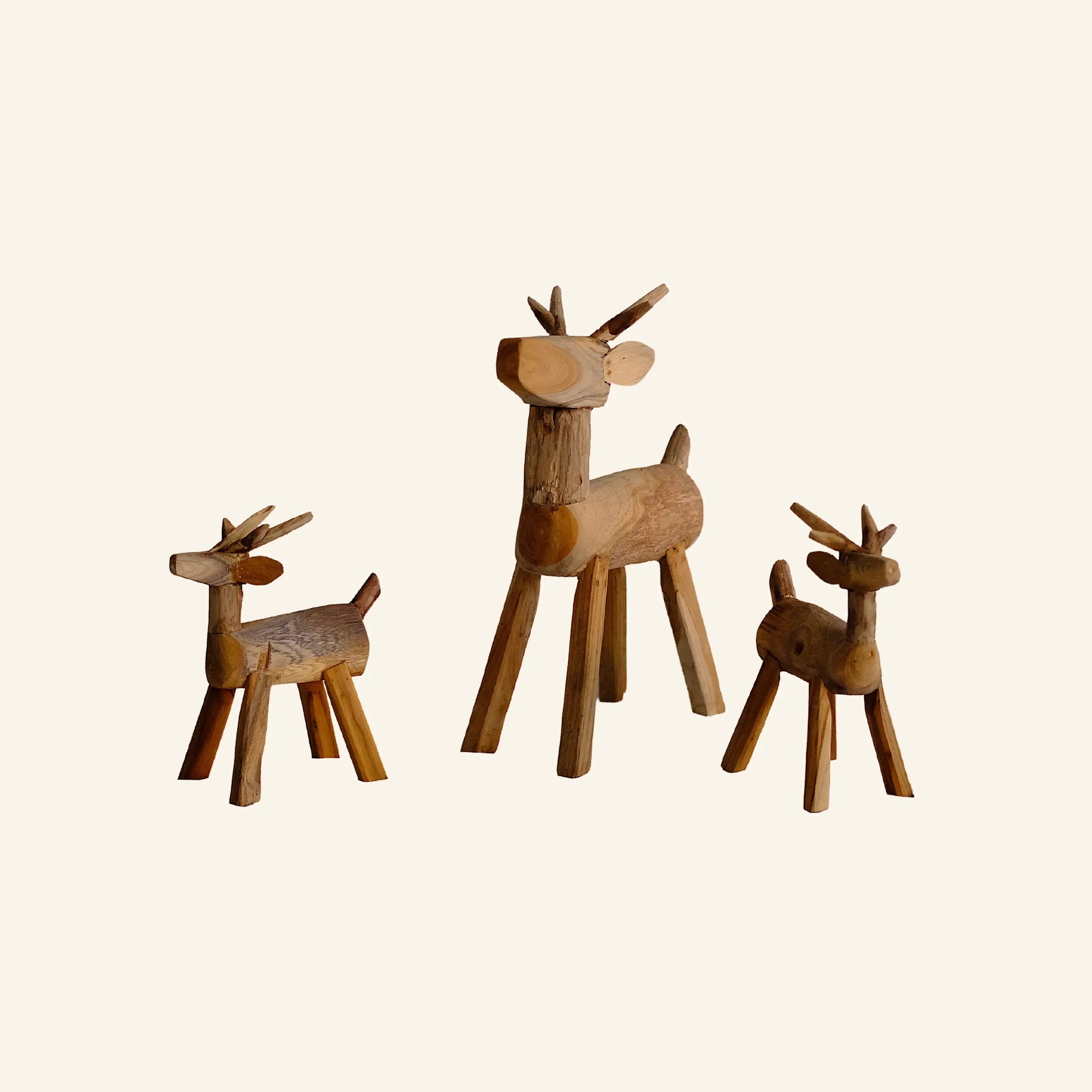 Wooden deer and teak roots
