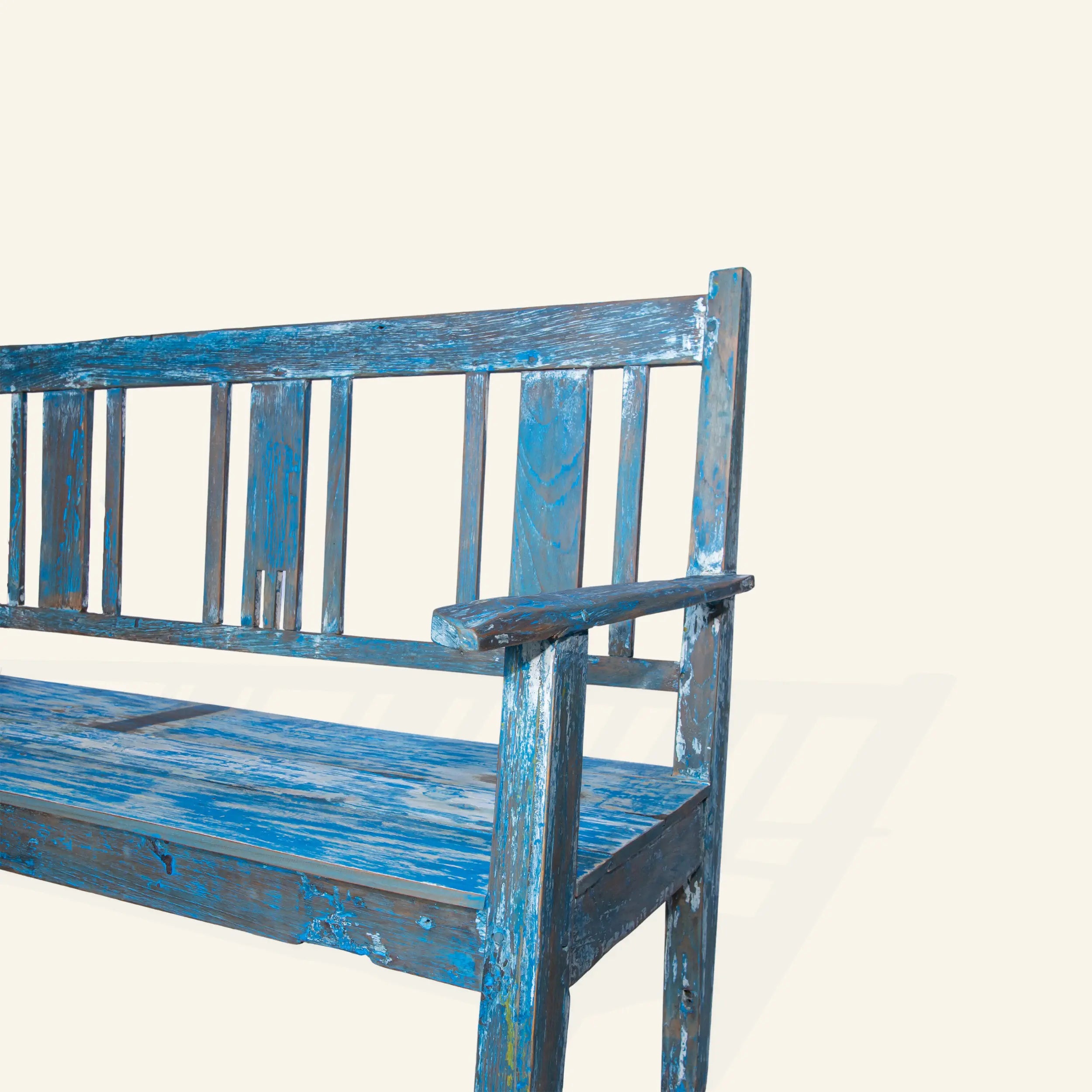 Antique teak bench - blue patina