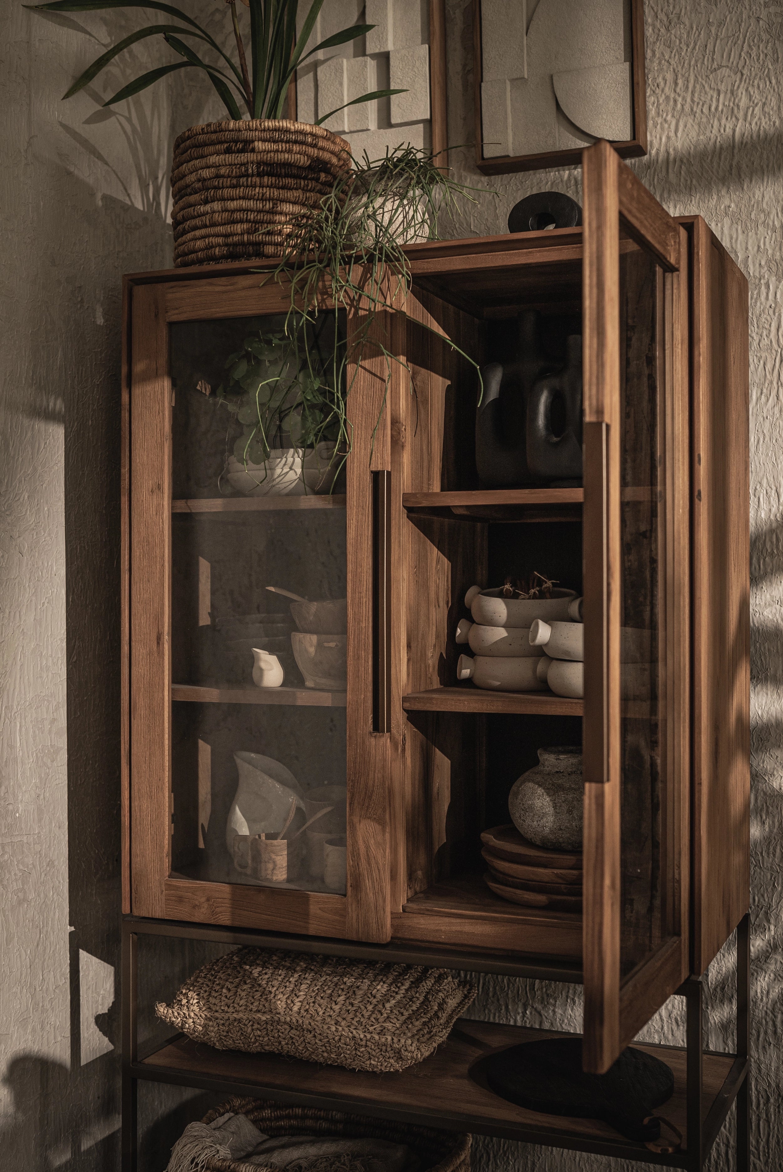 Karma Pure Wardrobe with 2 Glass Doors and 1 Open Shelf | dBodhi