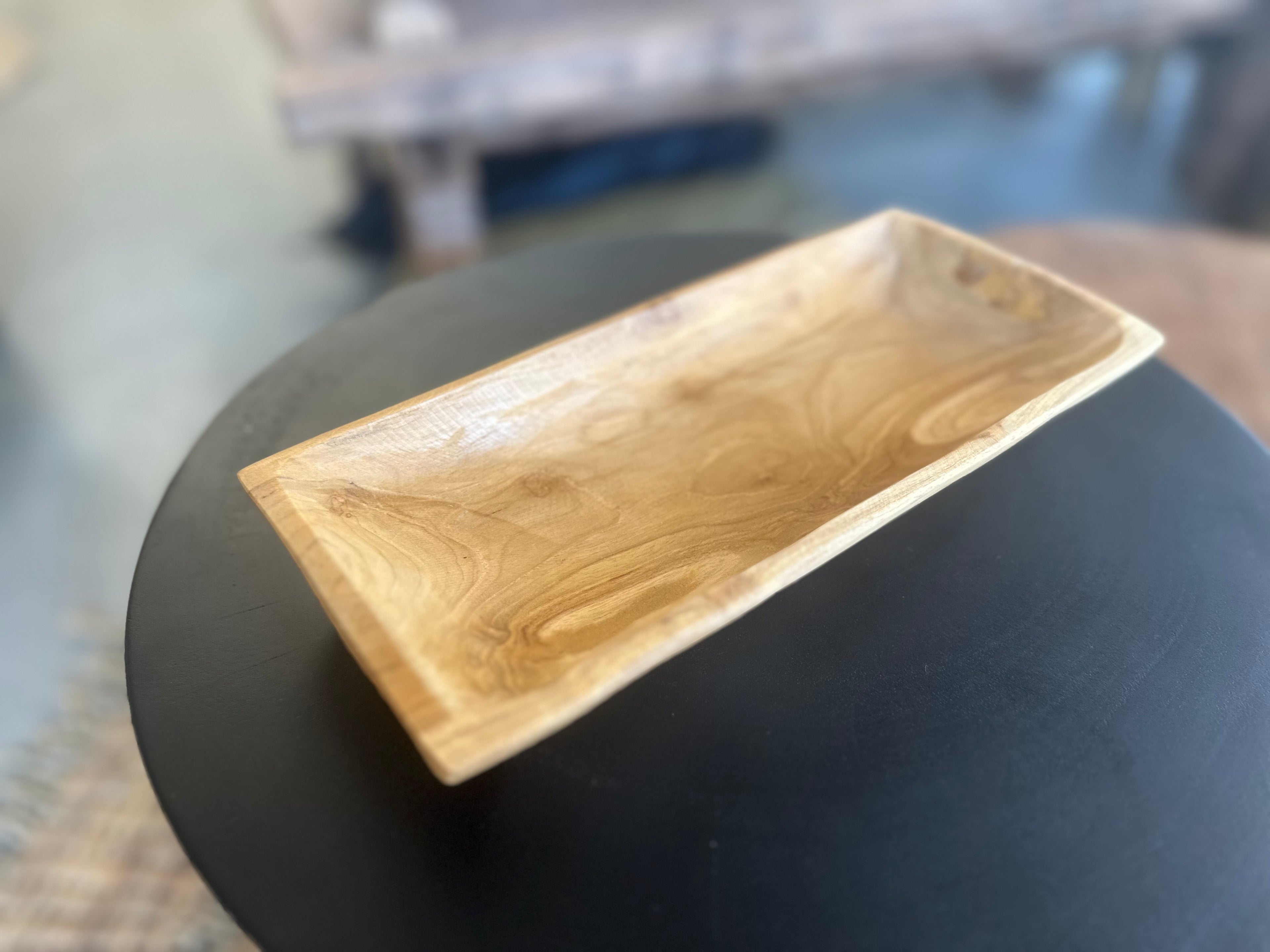 Rectangular teak serving tray 28 cm
