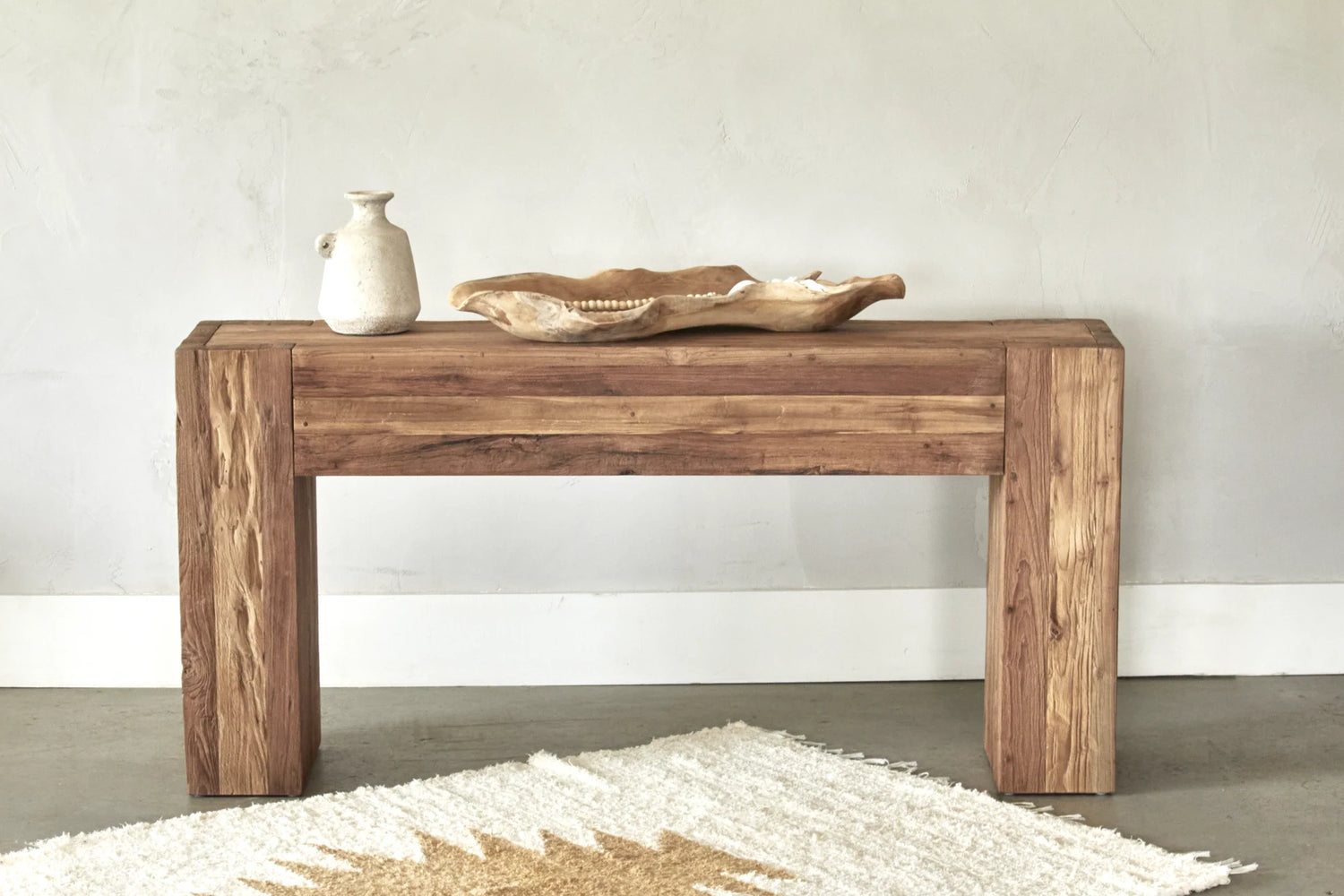 Auguste console in super rustic teak