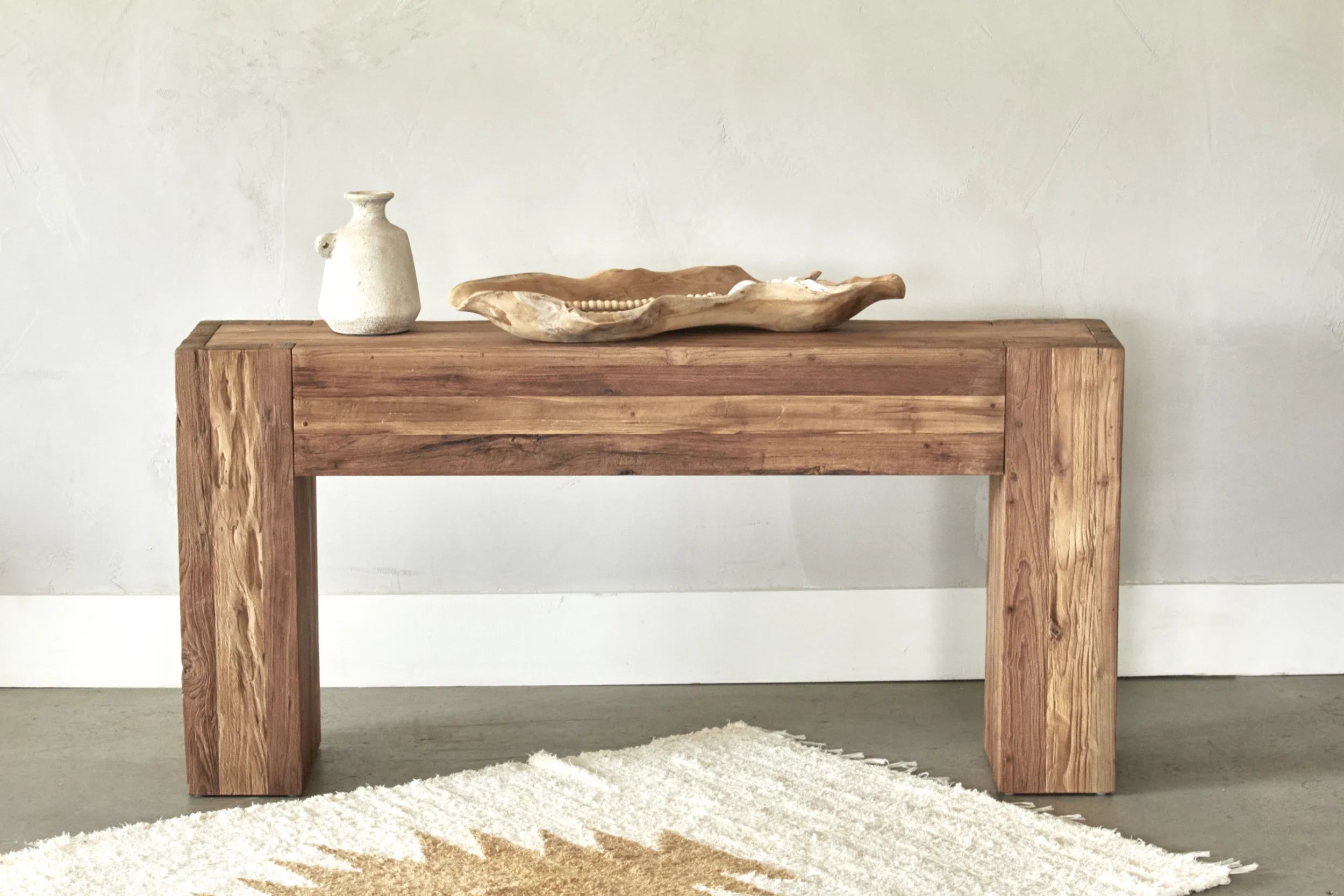 Auguste console in super rustic teak