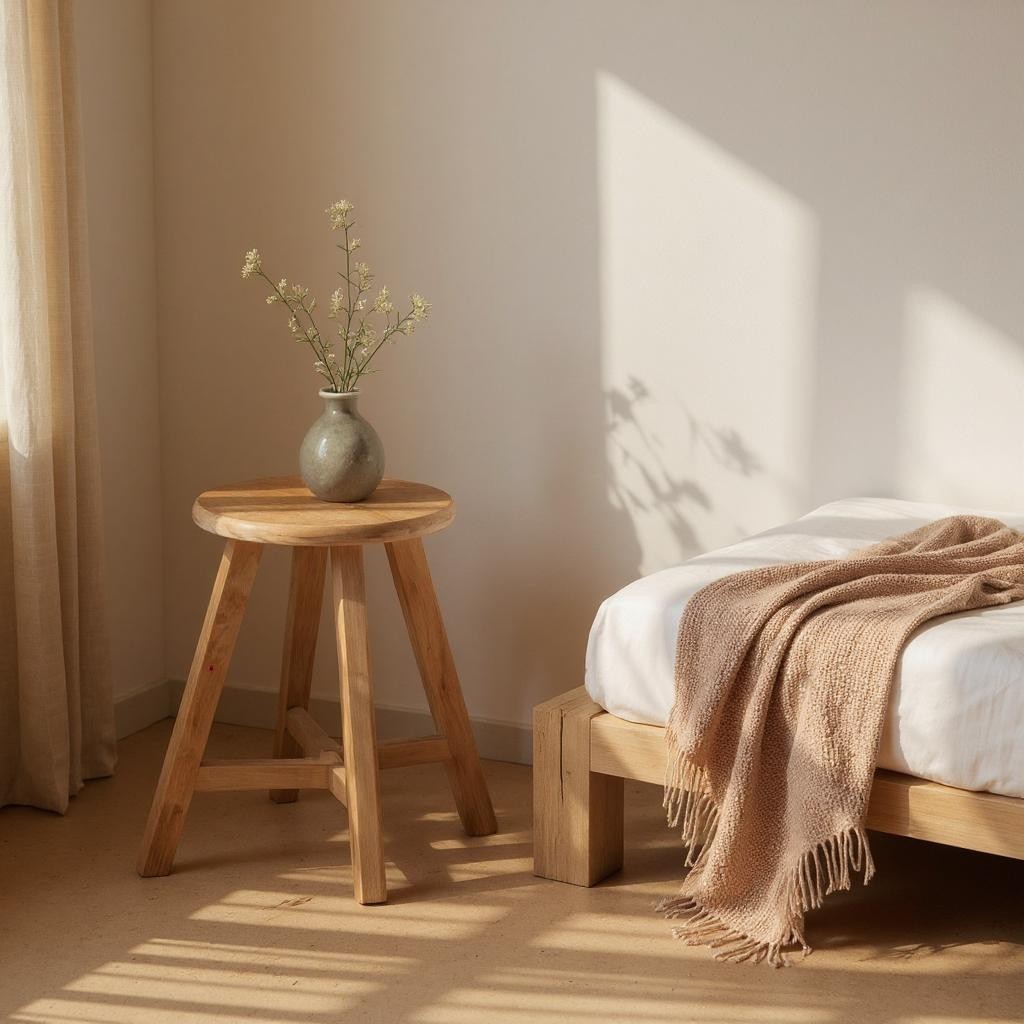 Tabouret rond vintage en teck