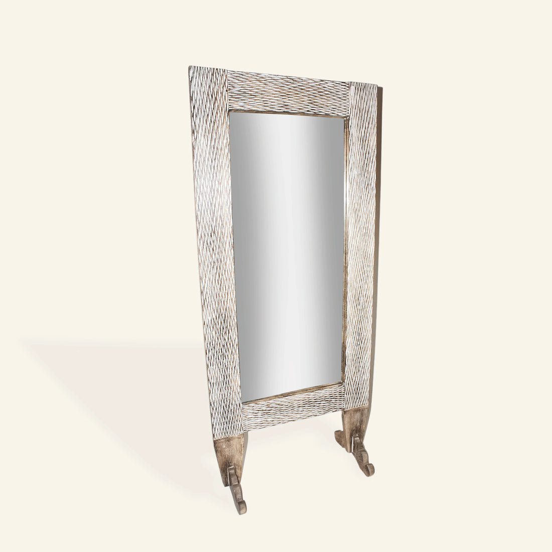 Grand miroir sur pied en bois de teck - CRUSOË