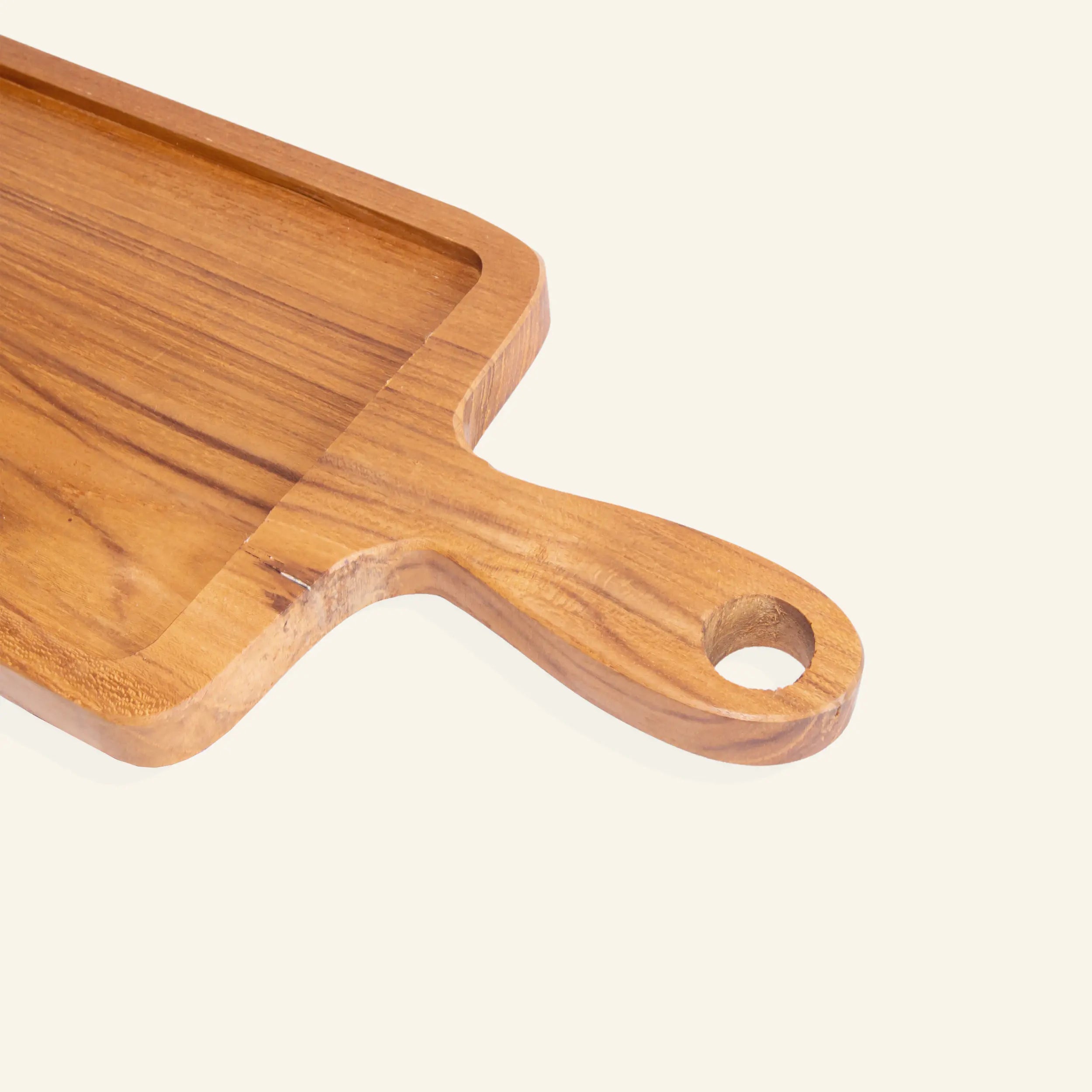 Rectangular teak wood tray