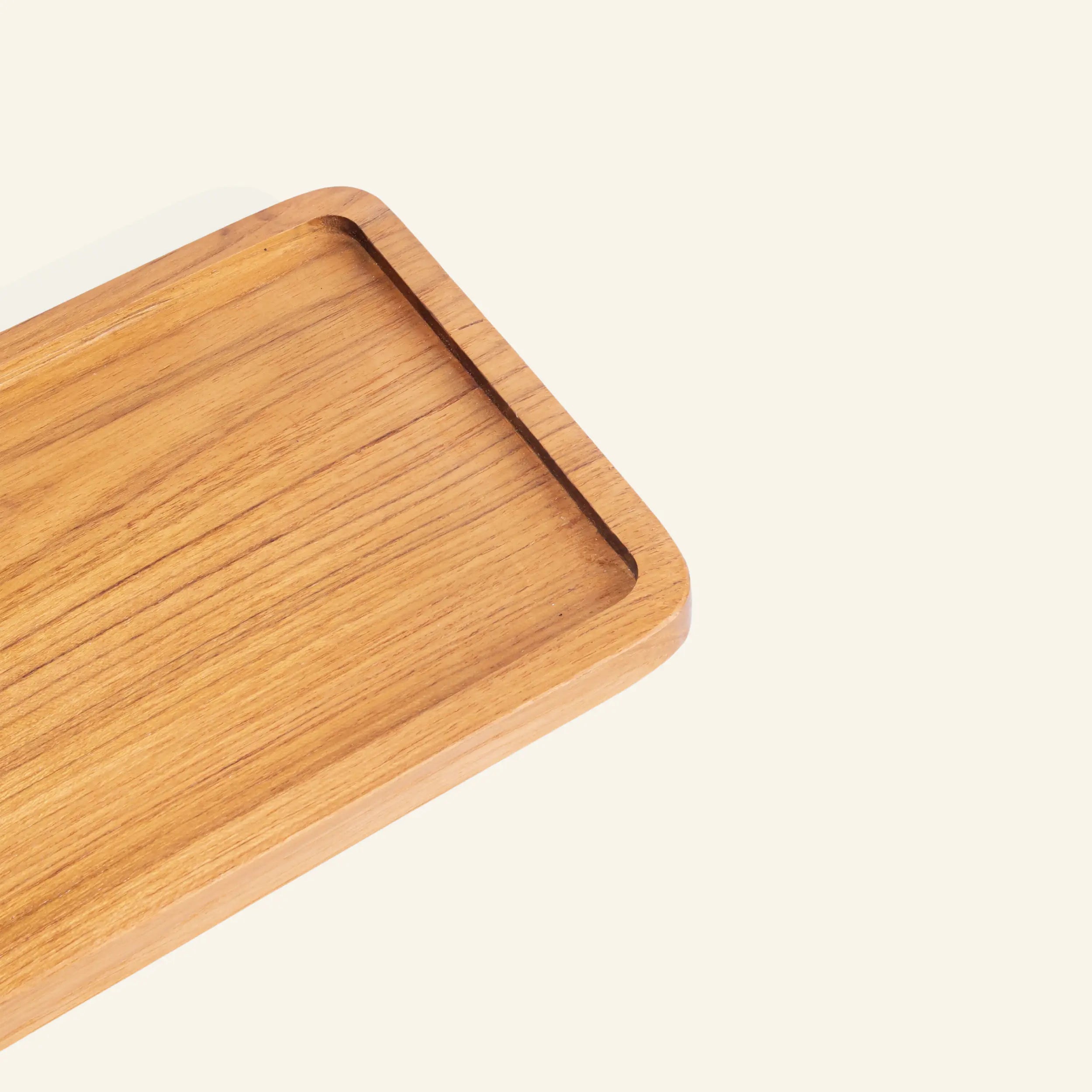 Rectangular teak wood tray