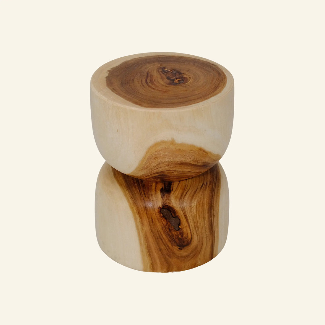 Tabouret Hourglass en bois massif de suar