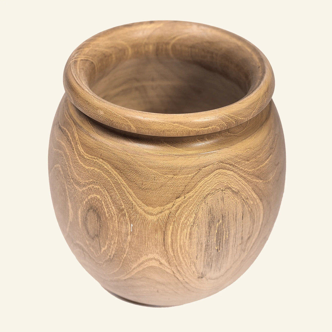 Vase en bois de teck tourné a la main - CRUSOË