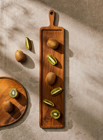 Rectangular teak wood tray