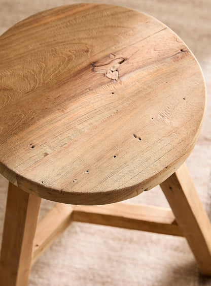 Tabouret rond vintage en teck