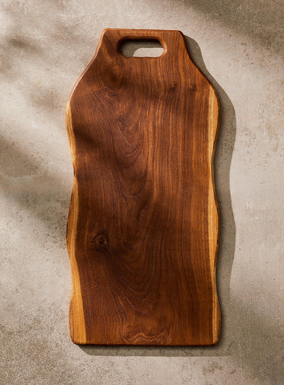 Teak wood cutting board with handle