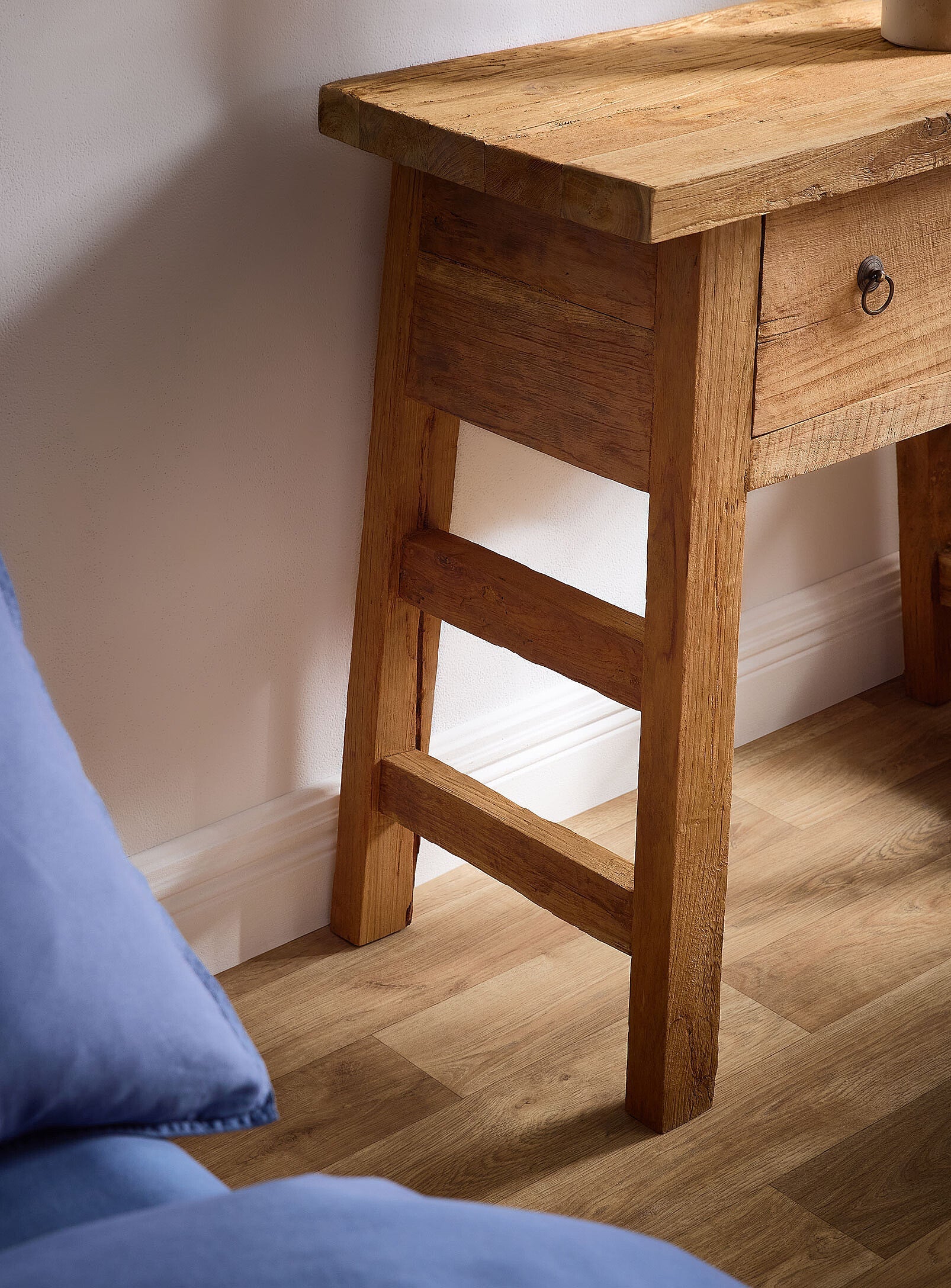 A-frame console in recycled teak - 2 drawers