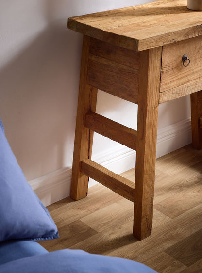 A-frame console in recycled teak - 2 drawers