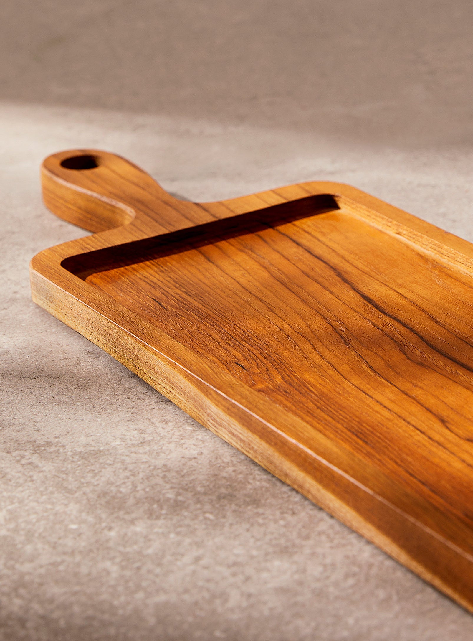 Rectangular teak wood tray