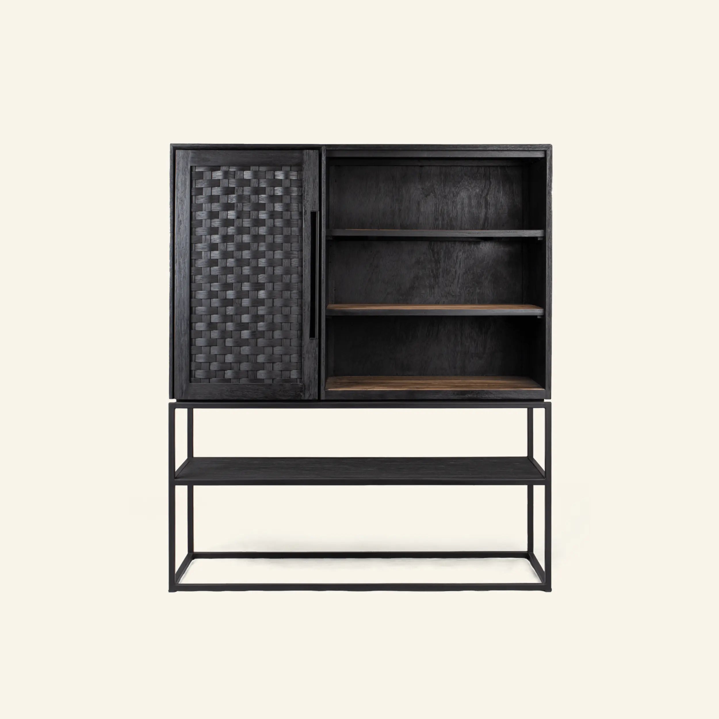 Karma Charcoal Wardrobe with 1 Door, 3 Shelves and 1 Open Shelf | dBodhi