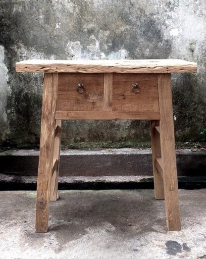 A-frame console in recycled teak - 2 drawers