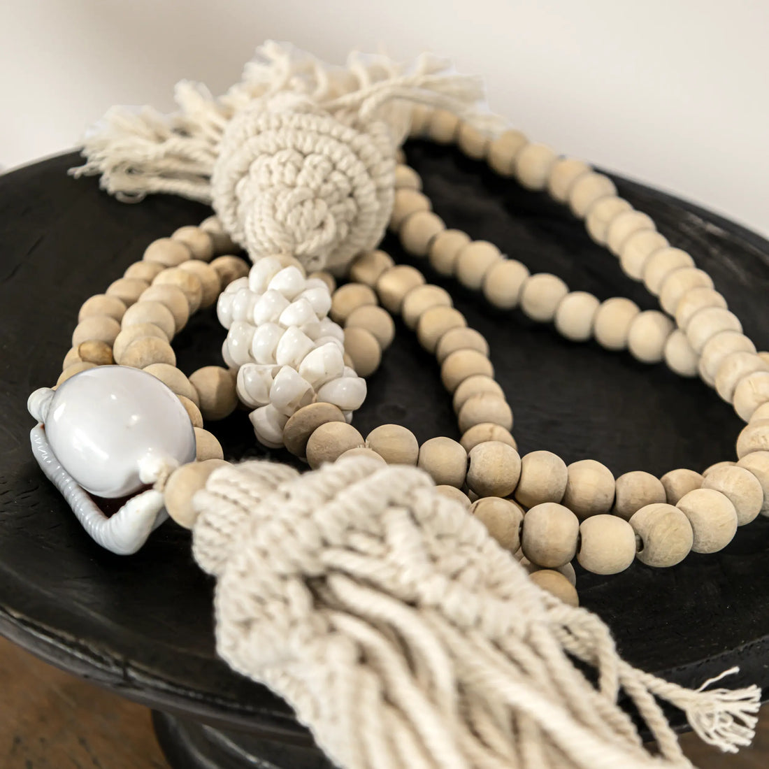 Balinese necklaces made of wooden beads and shells