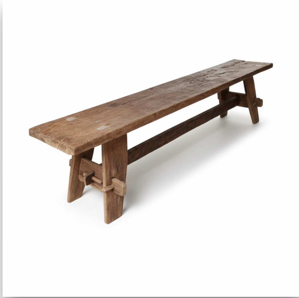 Long banc artisan ancien - 200cm