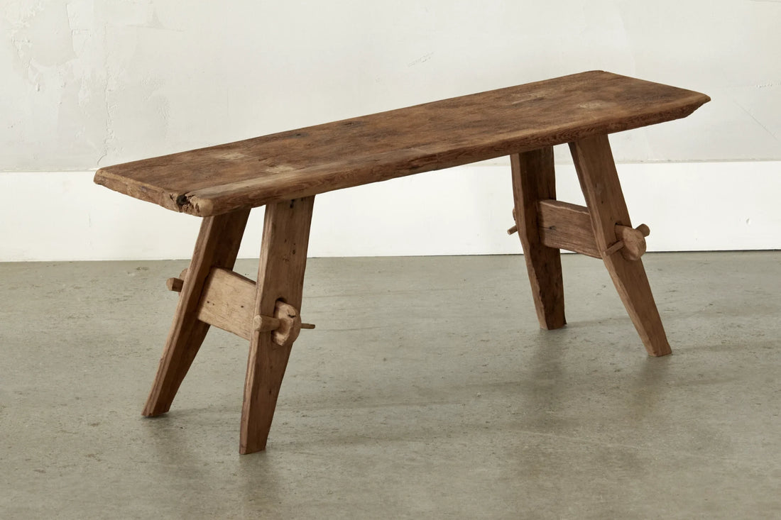 Banc artisan en teck ancien