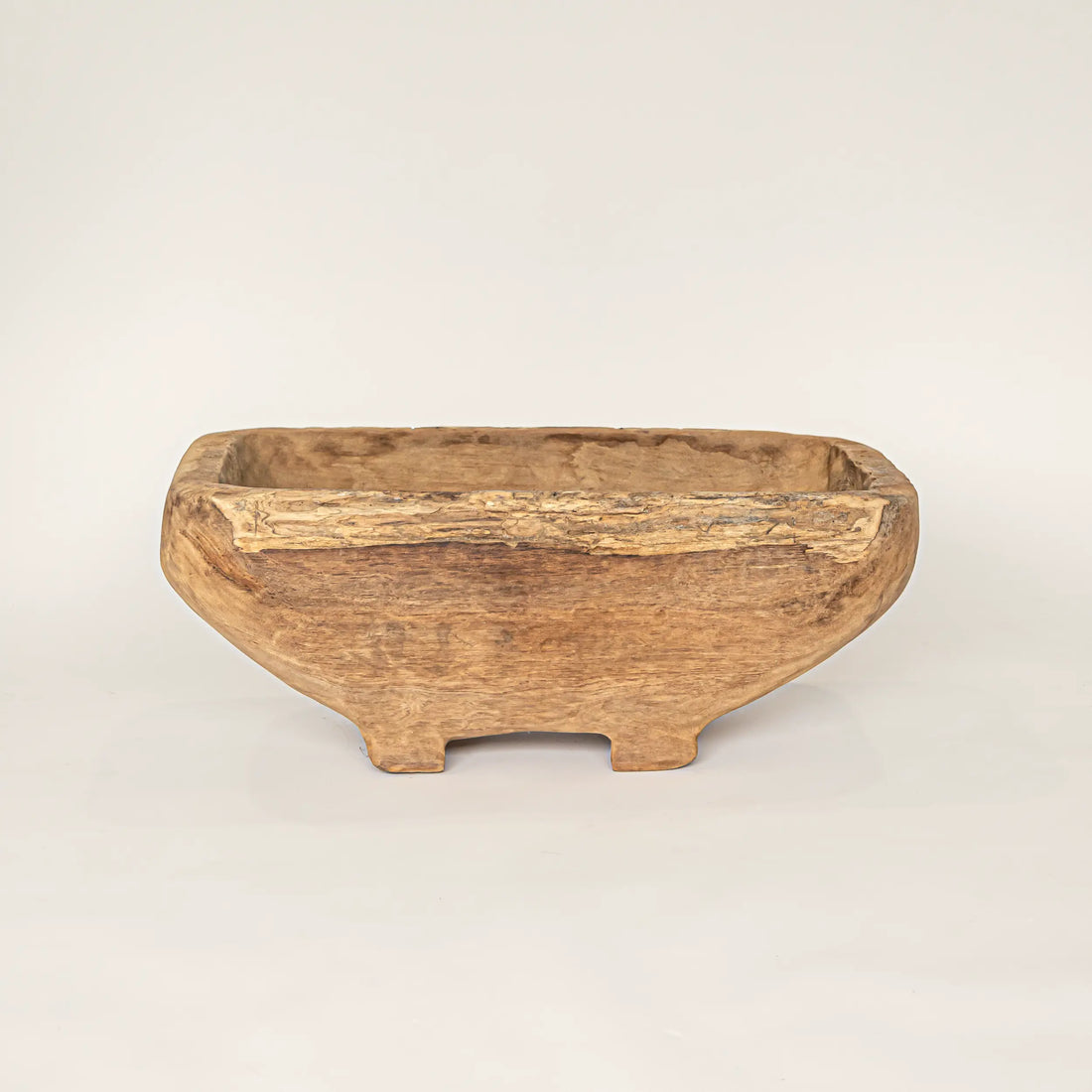 Large basin in old teak