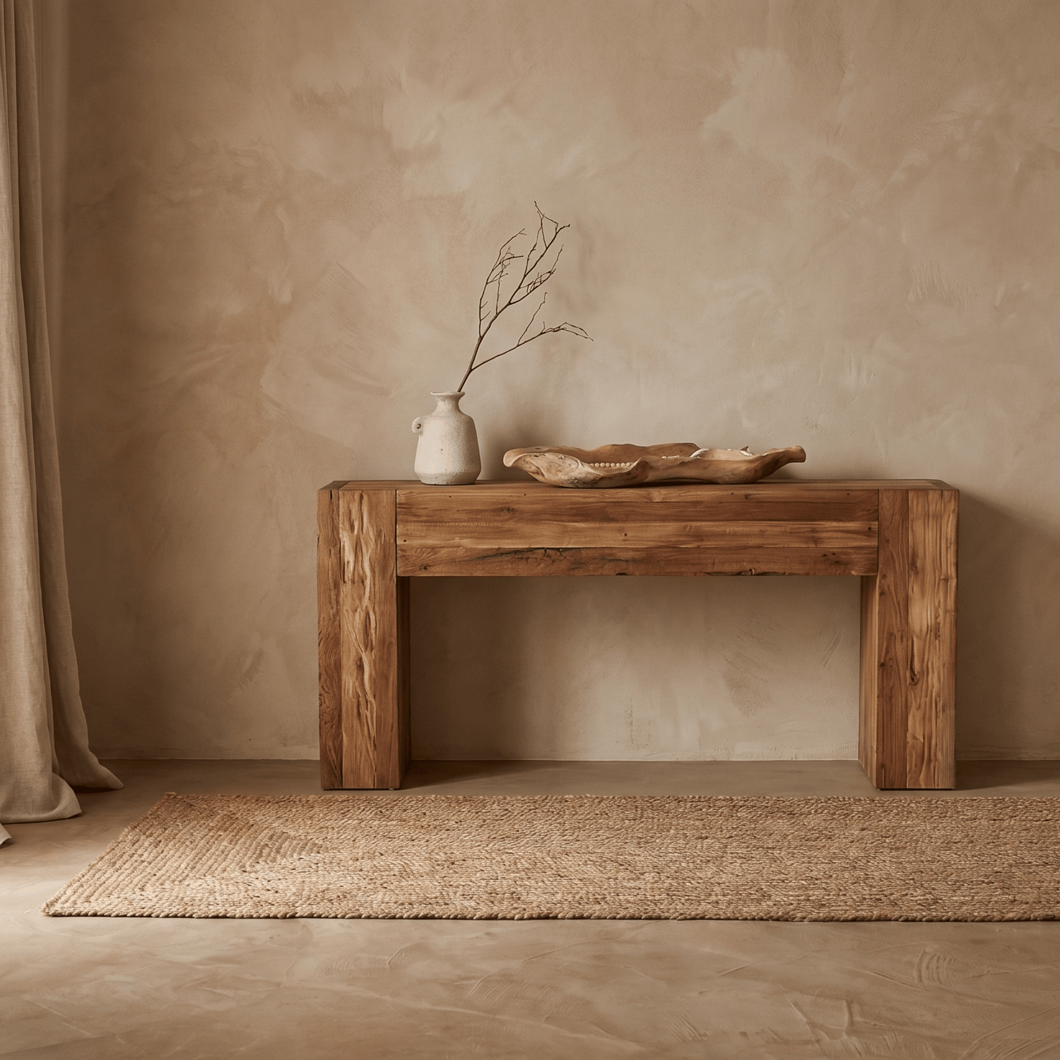 Auguste console in super rustic teak