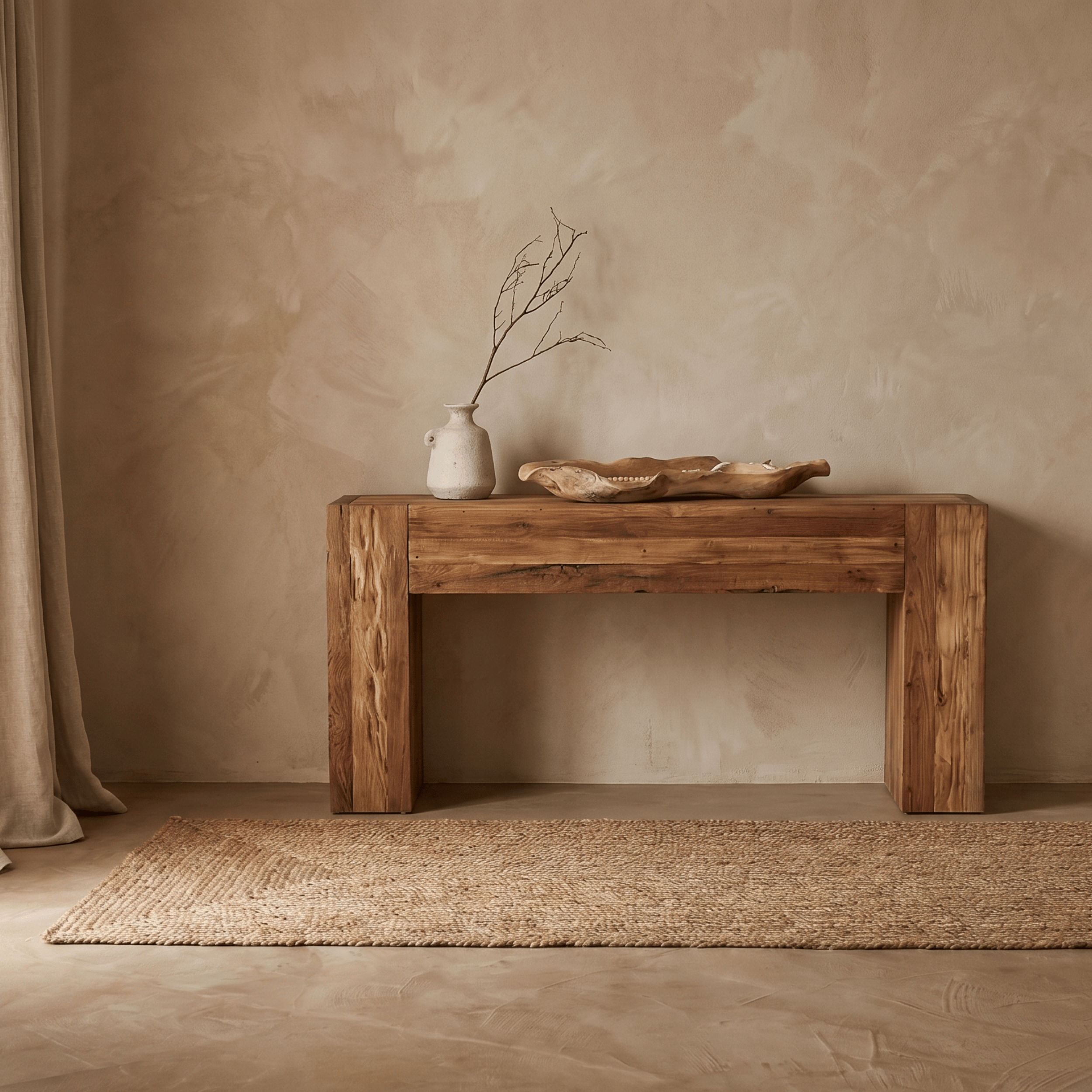Auguste console in super rustic teak