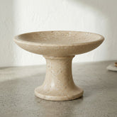 CRUSOË black marble pedestal cake stand with a wide, shallow bowl and a flared base. Elegant and versatile for serving or display.