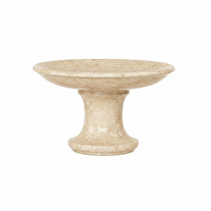 CRUSOË black marble pedestal cake stand, round serving tray with a flared rim and a decorative pedestal base.