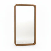 CRUSOË Lyndi rectangular mirror with rounded teak wood frame, natural finish.