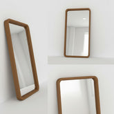 CRUSOË Lyndi rectangular mirror with rounded teak wood frame, natural finish.