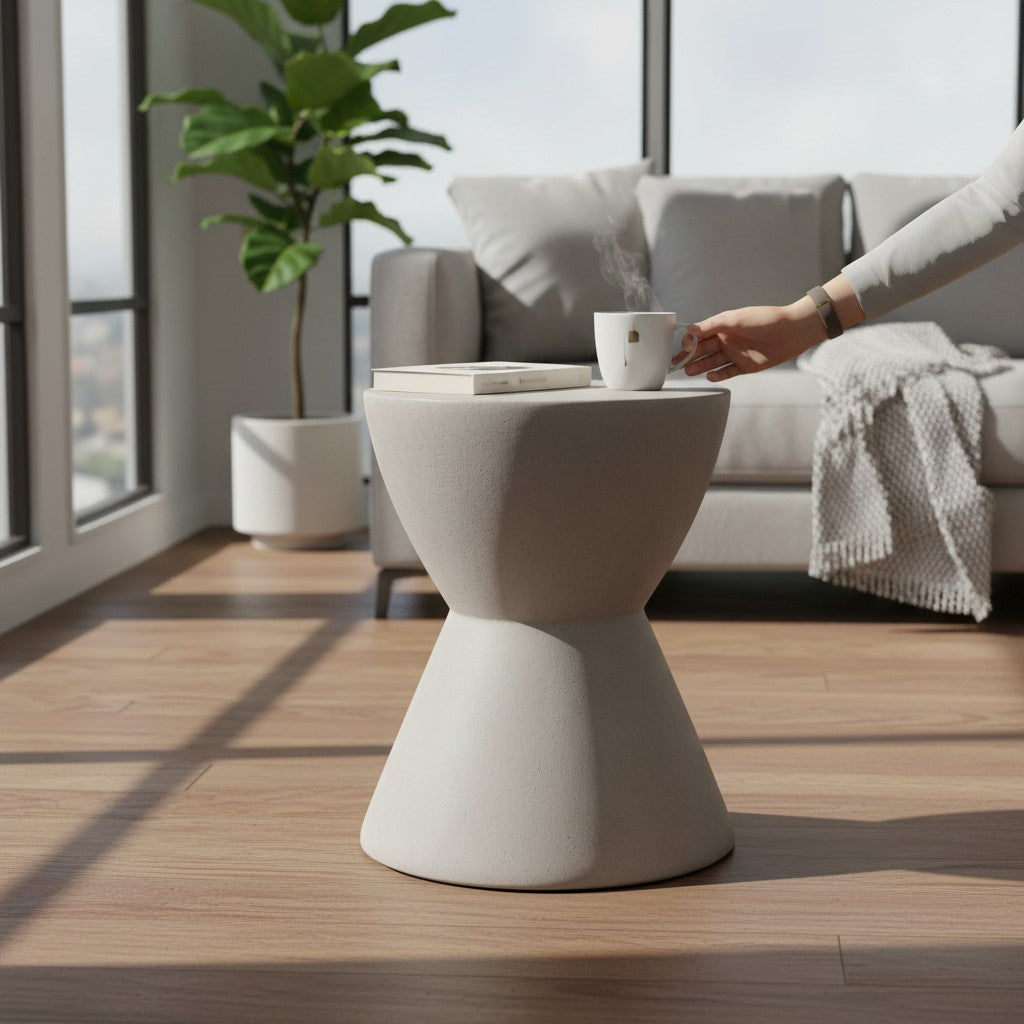 Tokken side table made of fiber cement