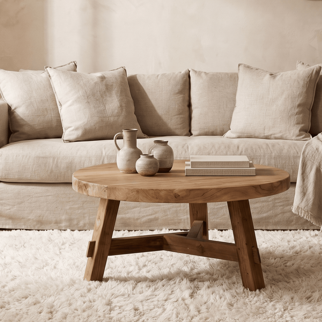 Round teak coffee table - Artisan collection