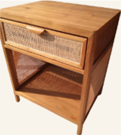 Julietta bedside table - teak and rattan